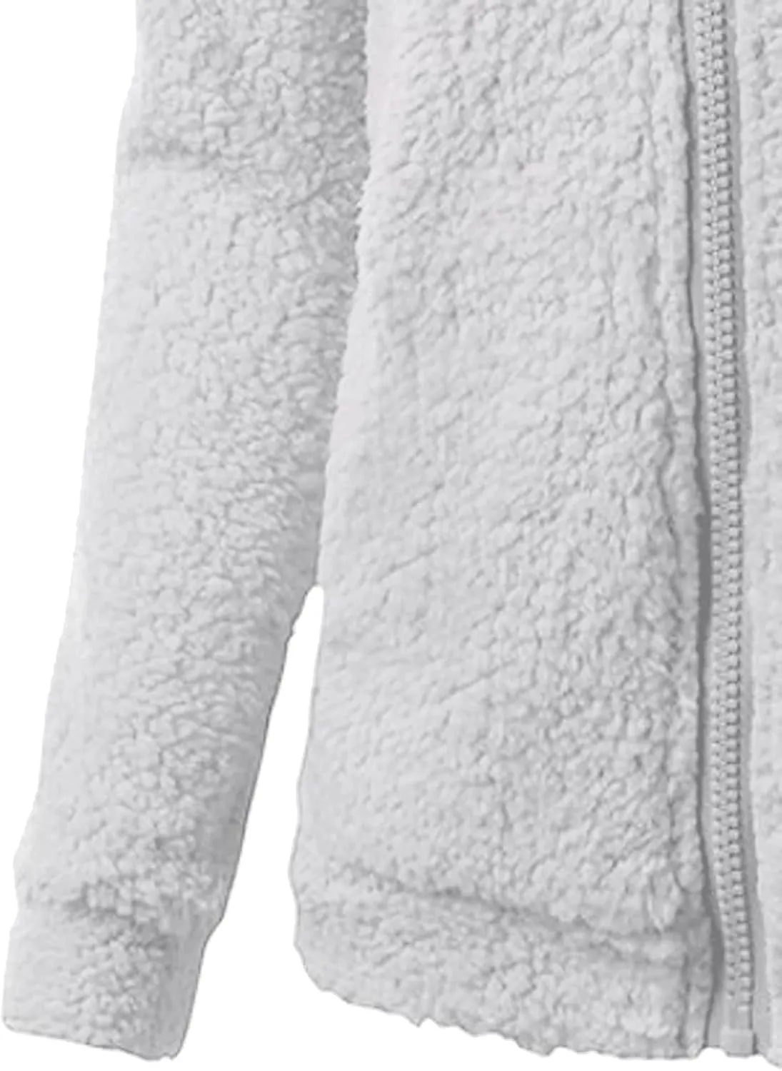 Mzkdieey Women's Hooded Sherpa Jacket Casual Winter Warm Furry Fleece Soft Teddy Coat Zip Up Hooded Sweatshirt with Pockets