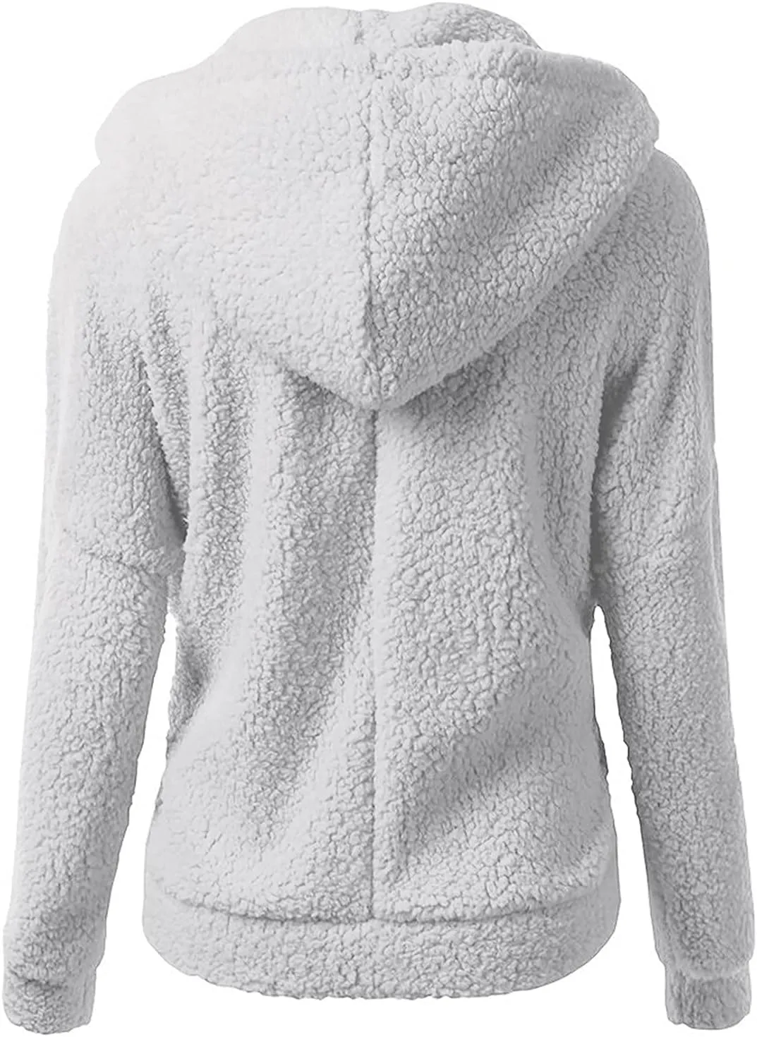 Mzkdieey Women's Hooded Sherpa Jacket Casual Winter Warm Furry Fleece Soft Teddy Coat Zip Up Hooded Sweatshirt with Pockets