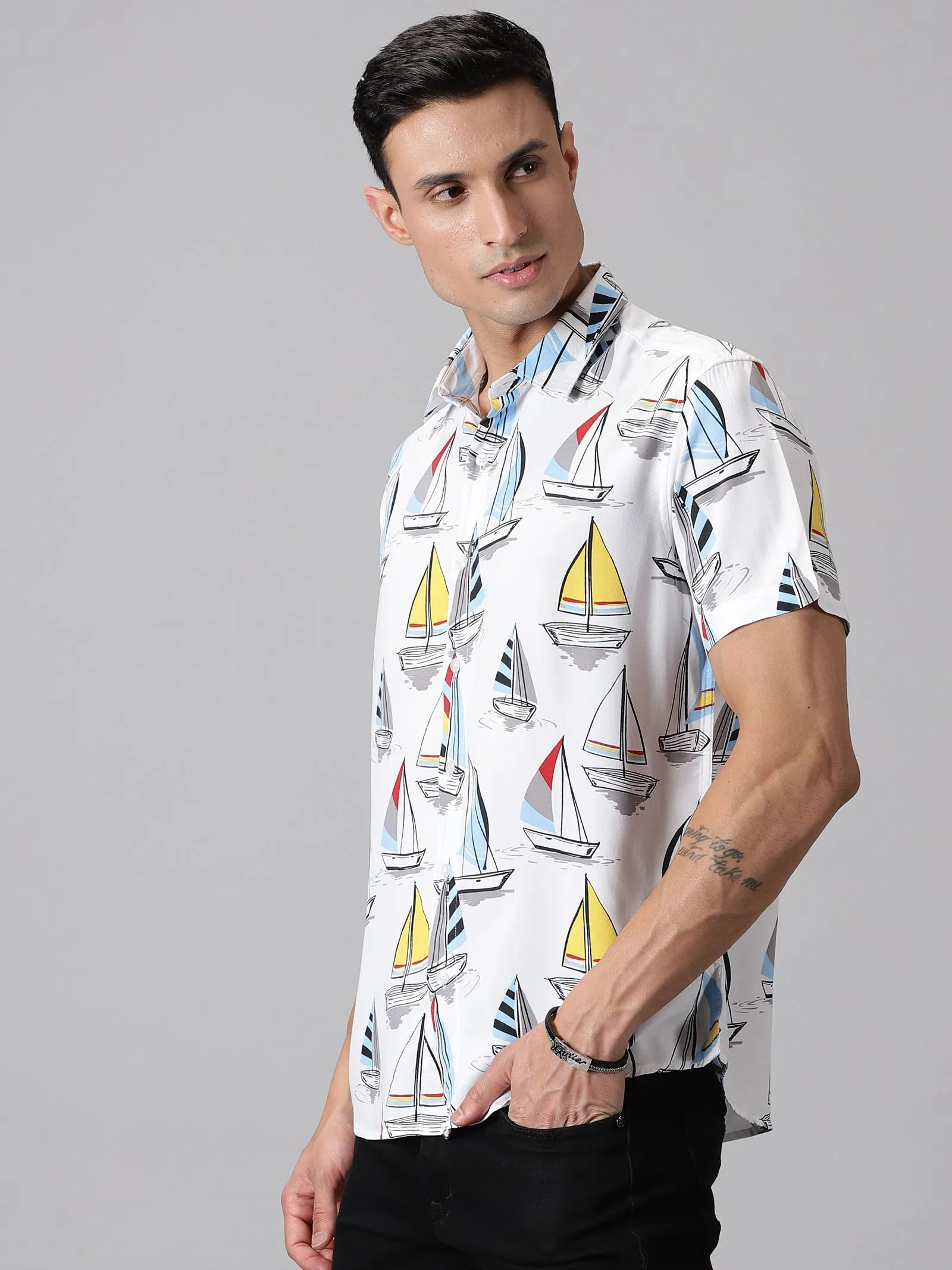 Nautical Odyssey Half-Sleeve Casual Shirt