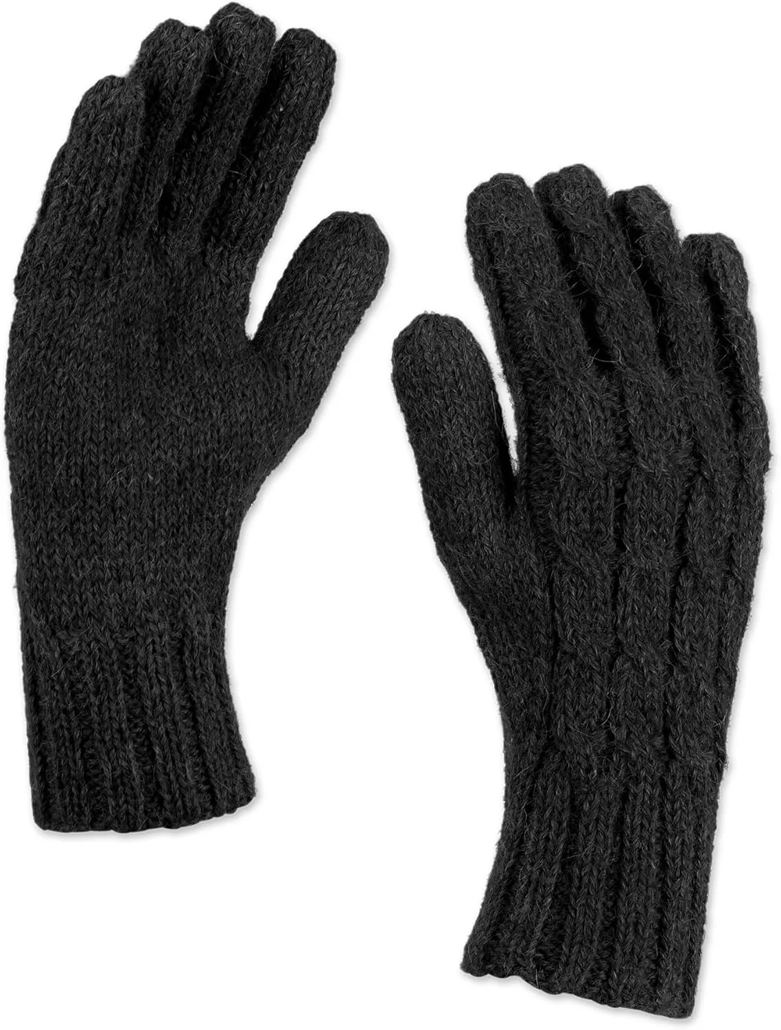 NOVICA Artisan Handmade Wool100% Alpaca Gloves Cable Knit in Light Mauve from Peru