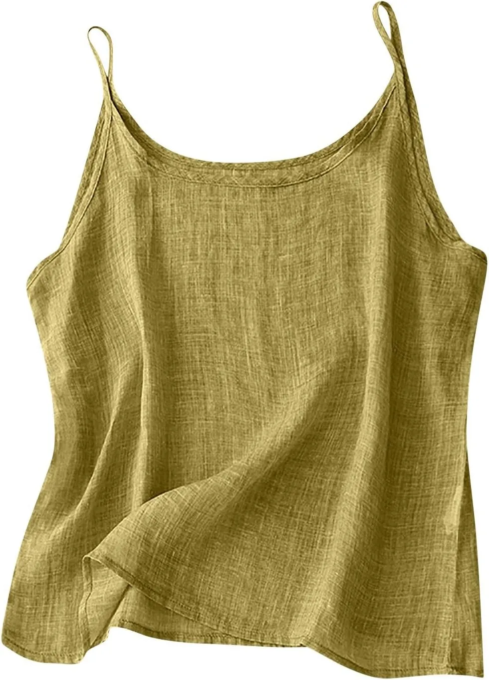 Oplxuo Womens Linen Tank Top Sleeveless Spaghetti Strap Camisole Tops Casual Solid Color Tee Shirts Summer Flowy Tank Top