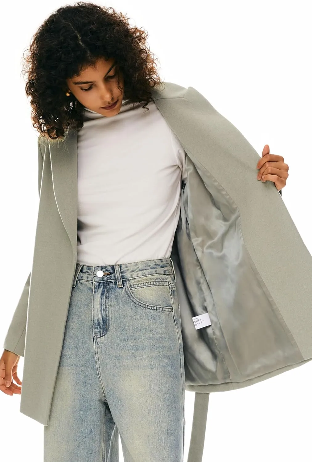 Orolay Stylish Women's Wool Blend Mid-Length Lapel Coat  Slim Fit, Fashionable Wrap with Tie Belt