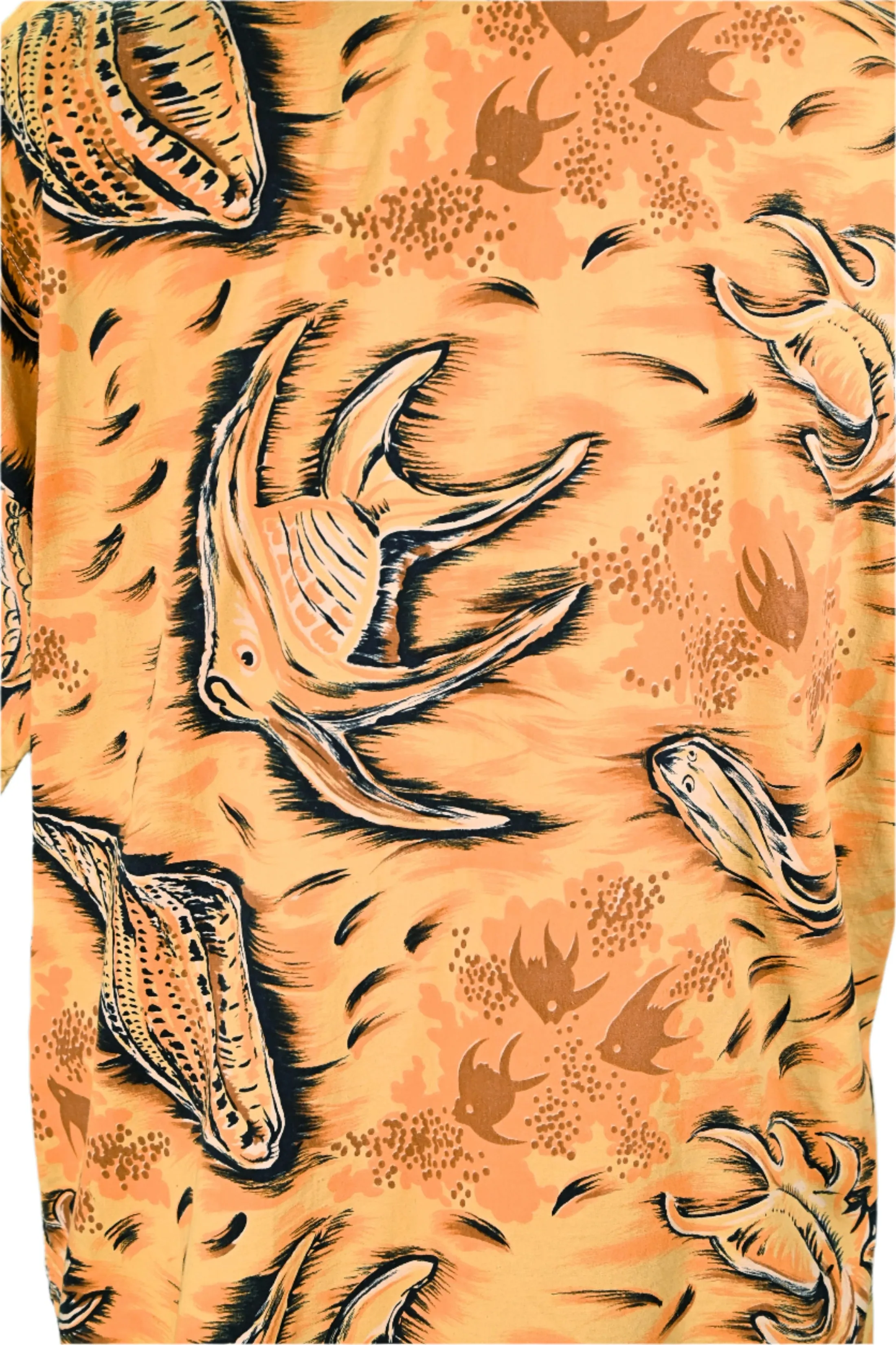 Paradise 50s Vintage Hawaiian Shirt, Fish Seashells Underwater Aloha Shirt, L