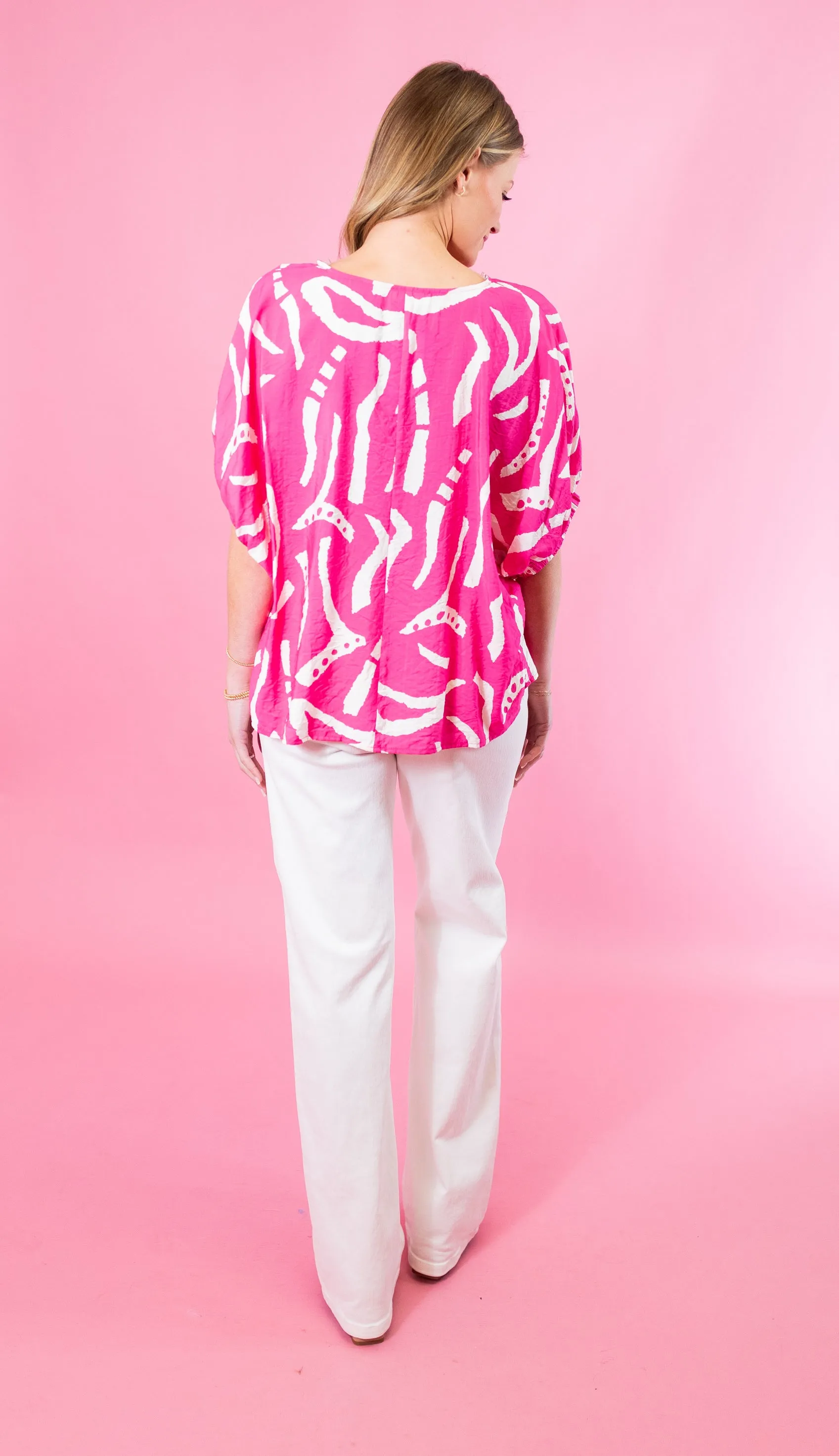 Pink Printed Flowy Blouse