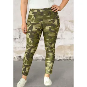 Plus size stretchy camouflage pants