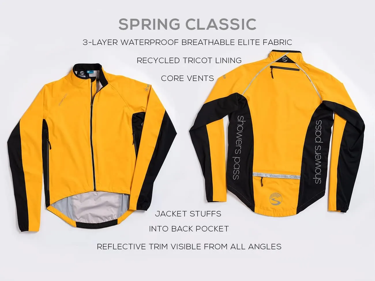 Showers Pass Spring Classic Jacket - Waterproof Lightweight Jacket For Men - Breathable Outdoor Reflective Cycling Jacket