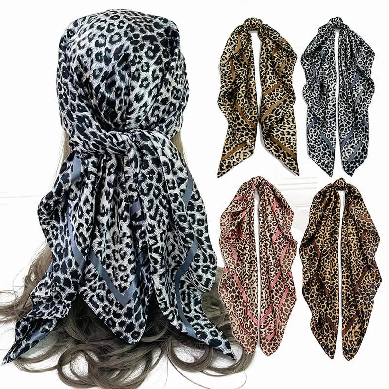 Silk Feeling Scarf Medium Square Satin Head Scarf for Women 35 × 35 inches-4Pcs