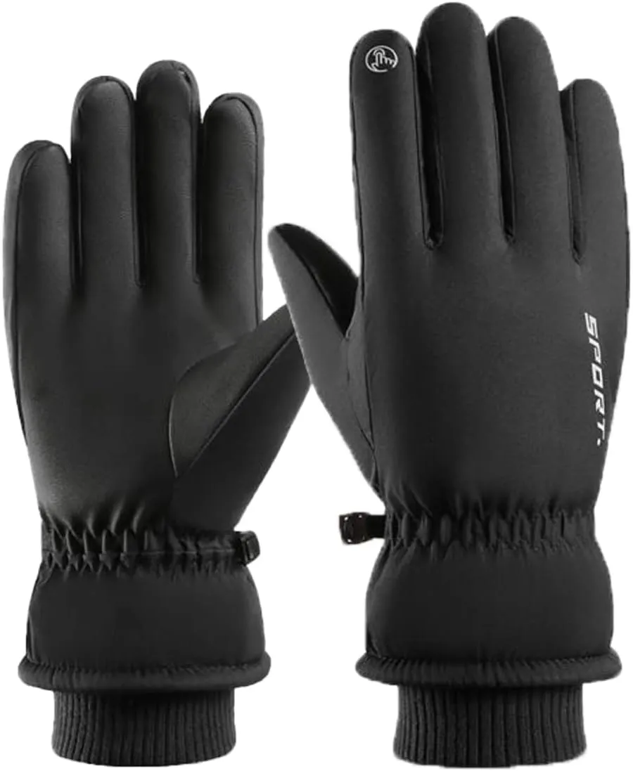 Ski Gloves, Waterproof Insulated Winter Gloves for Men, Touchscreen Liners Snow Gloves for Cold Weather (03 - (for Men) Black)