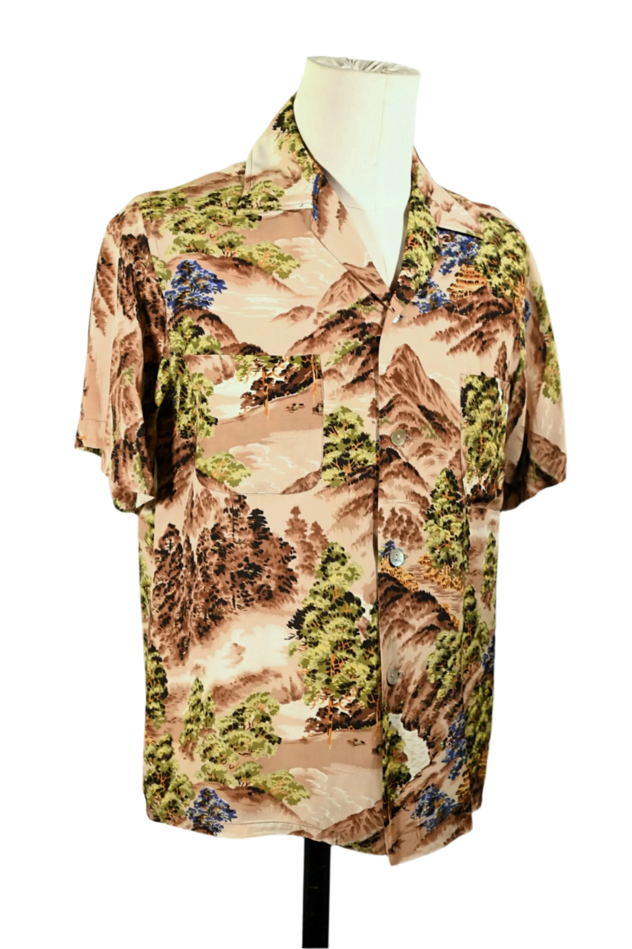 Sports Wear Vintage 50s Rayon Hawaiian Shirt, Made in Japan M
