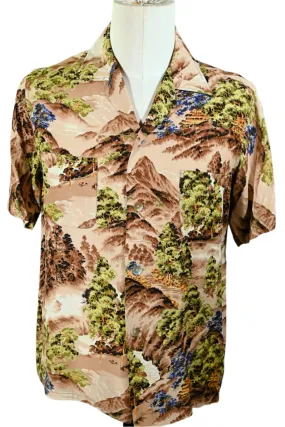 Sports Wear Vintage 50s Rayon Hawaiian Shirt, Made in Japan M