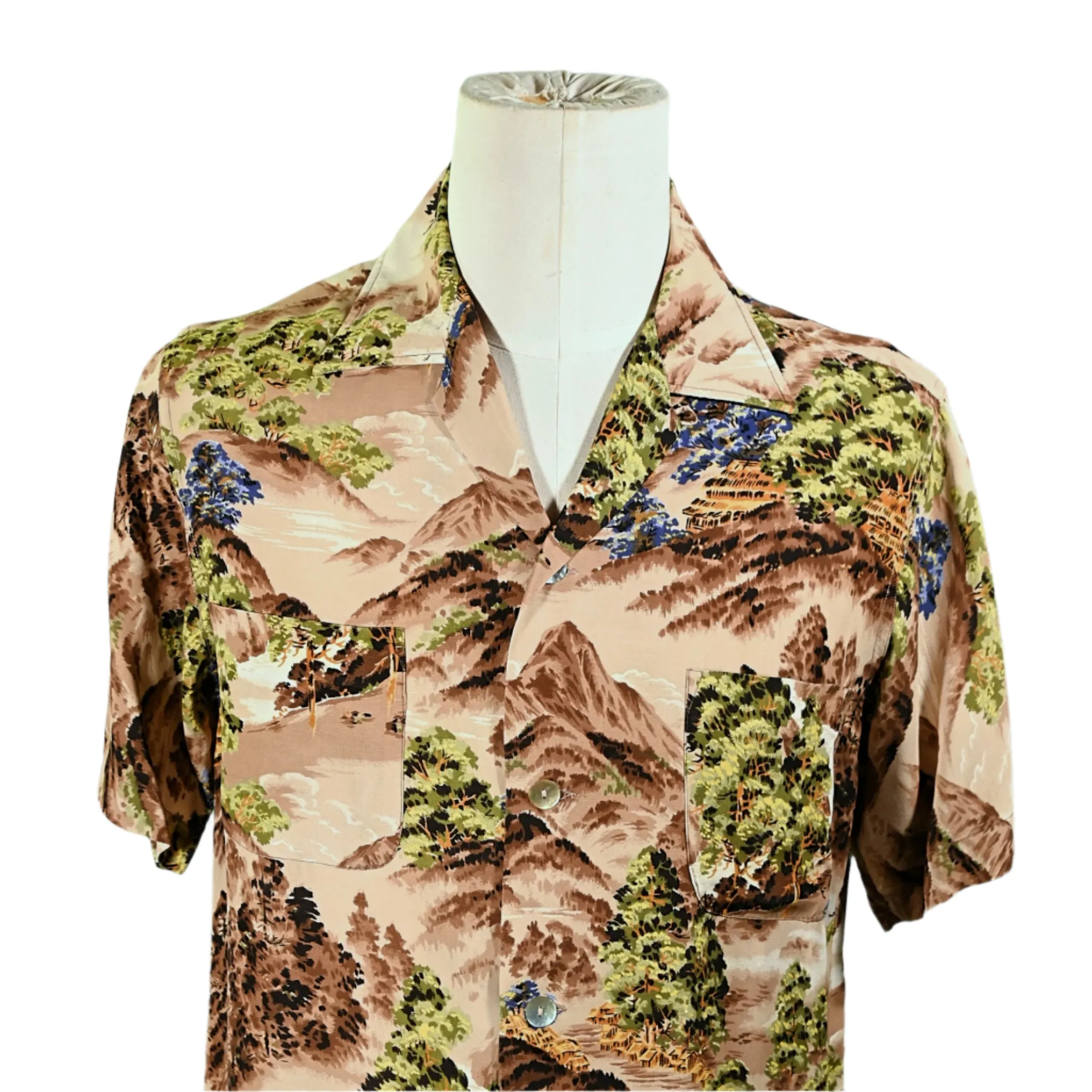 Sports Wear Vintage 50s Rayon Hawaiian Shirt, Made in Japan M