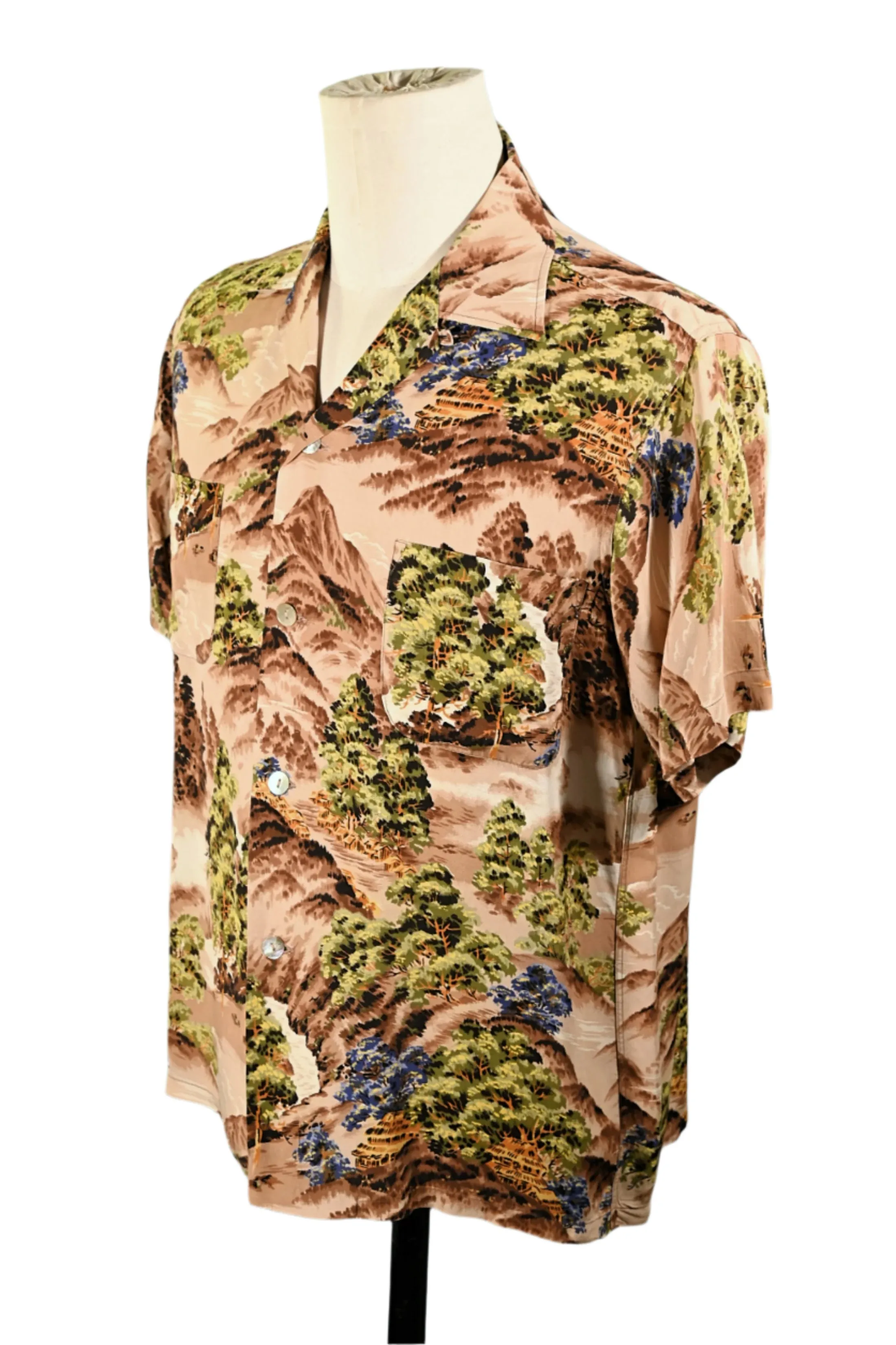 Sports Wear Vintage 50s Rayon Hawaiian Shirt, Made in Japan M