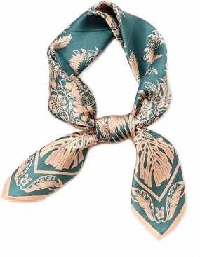 Square 100% Silk Scarves - 21" x 21" - Digital Printed Neckerchief Lightweight Scarf（4 Colors Available）