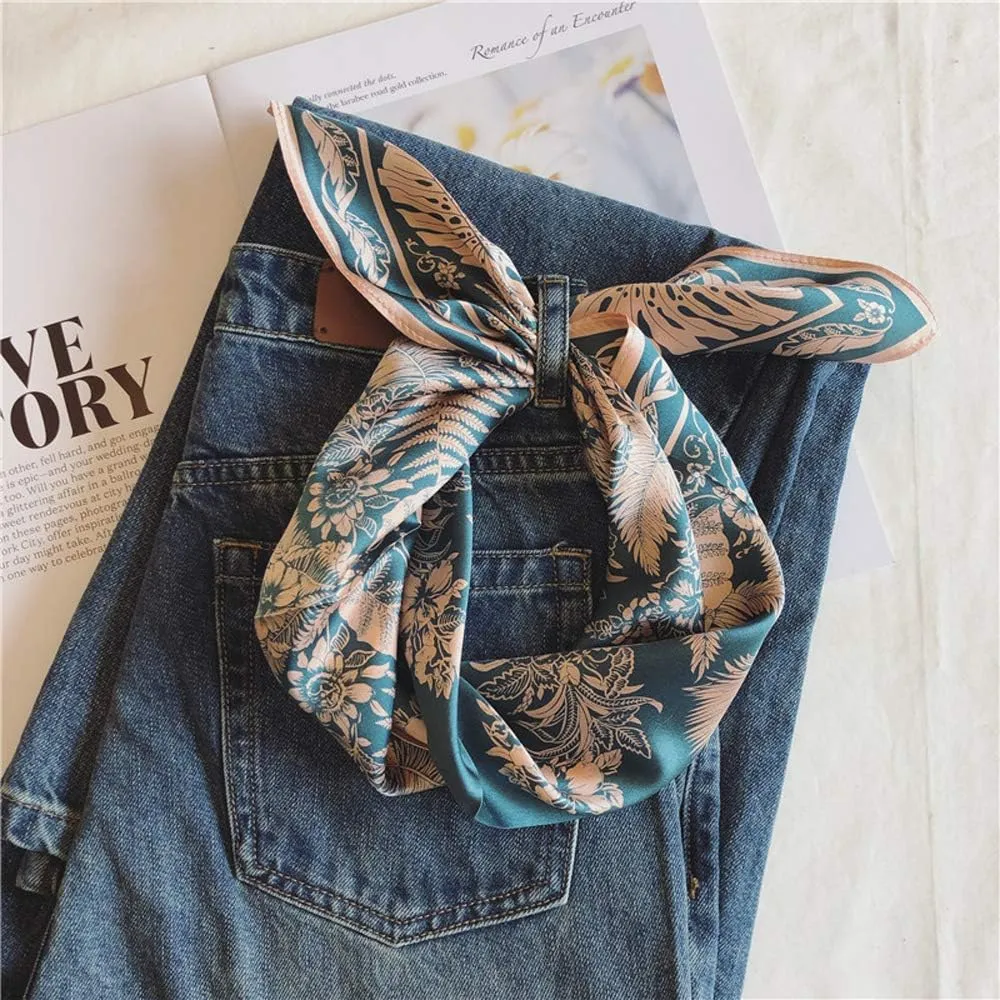 Square 100% Silk Scarves - 21" x 21" - Digital Printed Neckerchief Lightweight Scarf（4 Colors Available）