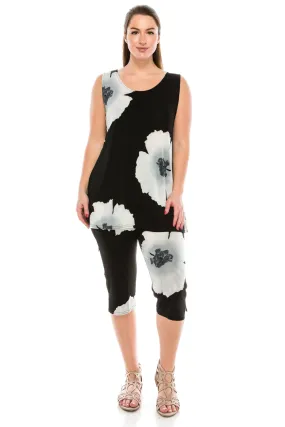 Stretchy Tank Capri Pant Set Print-9002BN-TRP1-W113