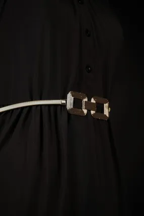 Structured Buckle Metal Stretch Belt