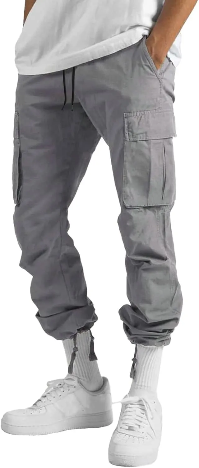Sweatpants for Men with Pockets Heavyweight Fleece Cargo Sweatpants Stretch Elastic Waist Sports Trousers with Pocket
