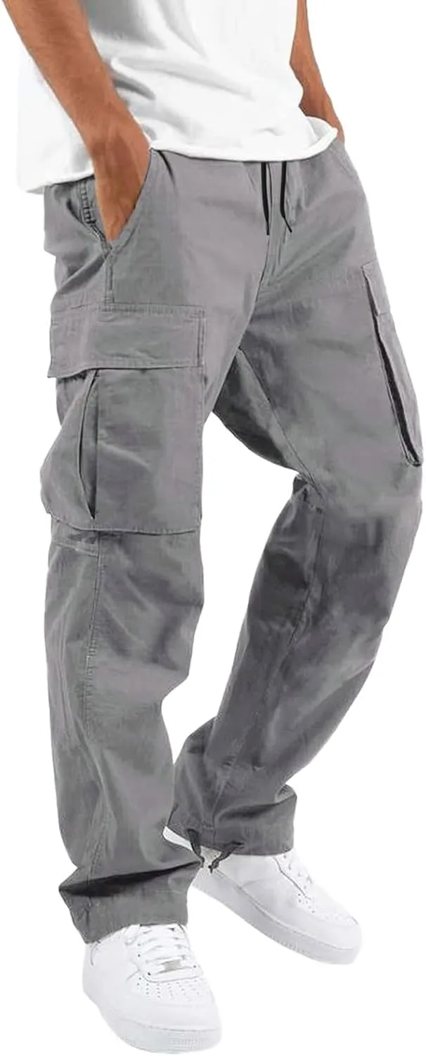 Sweatpants for Men with Pockets Heavyweight Fleece Cargo Sweatpants Stretch Elastic Waist Sports Trousers with Pocket