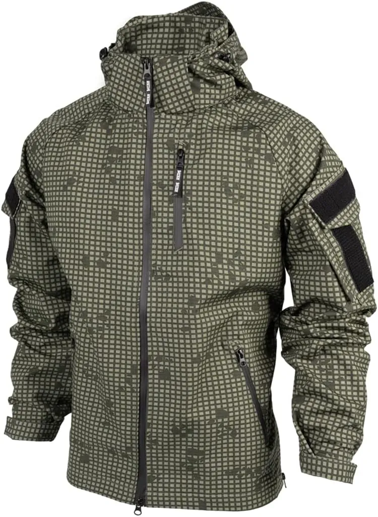 Tactical Outdoor Jacket, Men's Military Combat Top With Hood, Lightweight Breathable Waterproof