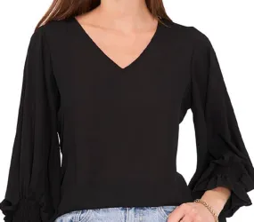 Vince Camuto Women's Bell Sleeve Top Black Size Small
