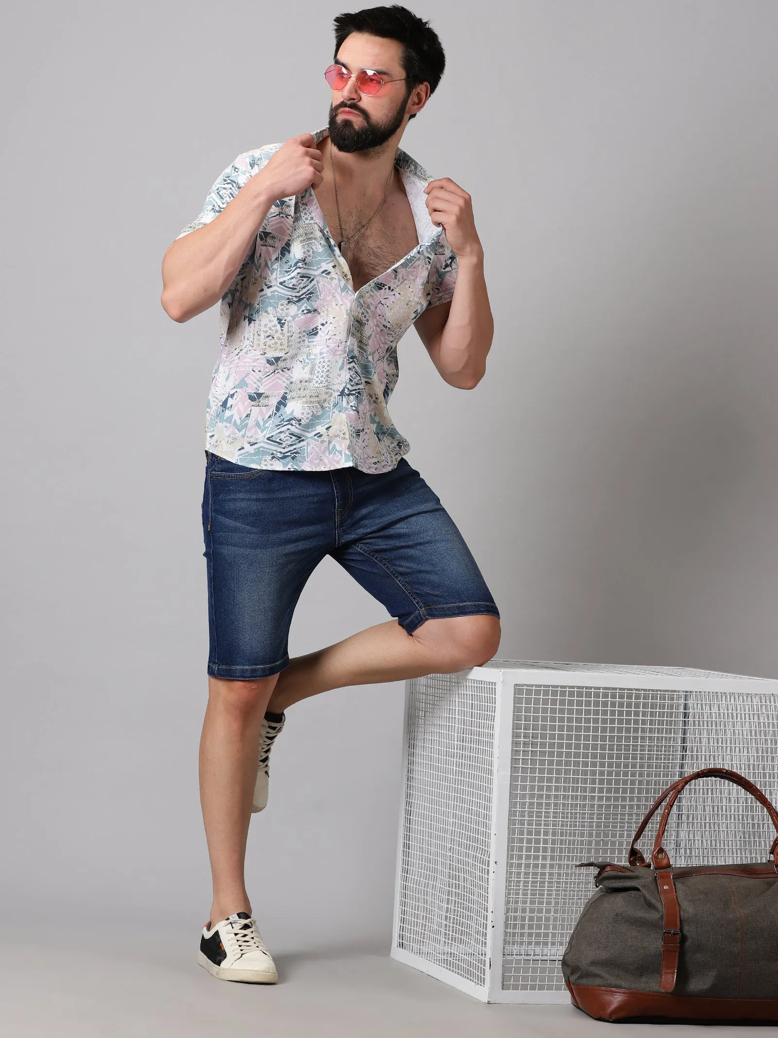 Whimsical Patterned Half-Sleeve Shirt