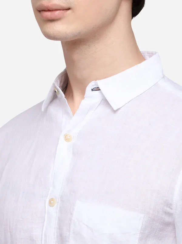 White Slim Fit Solid Casual Shirt | JadeBlue