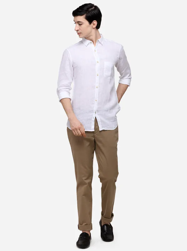 White Slim Fit Solid Casual Shirt | JadeBlue
