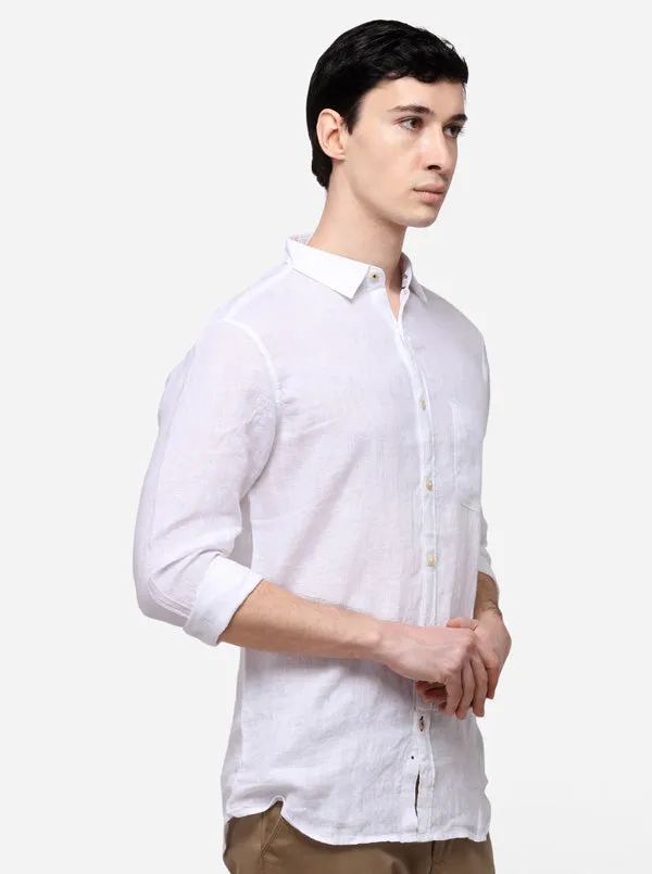 White Slim Fit Solid Casual Shirt | JadeBlue