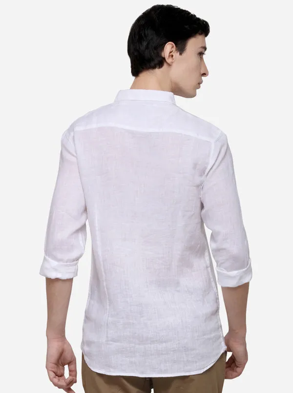 White Slim Fit Solid Casual Shirt | JadeBlue