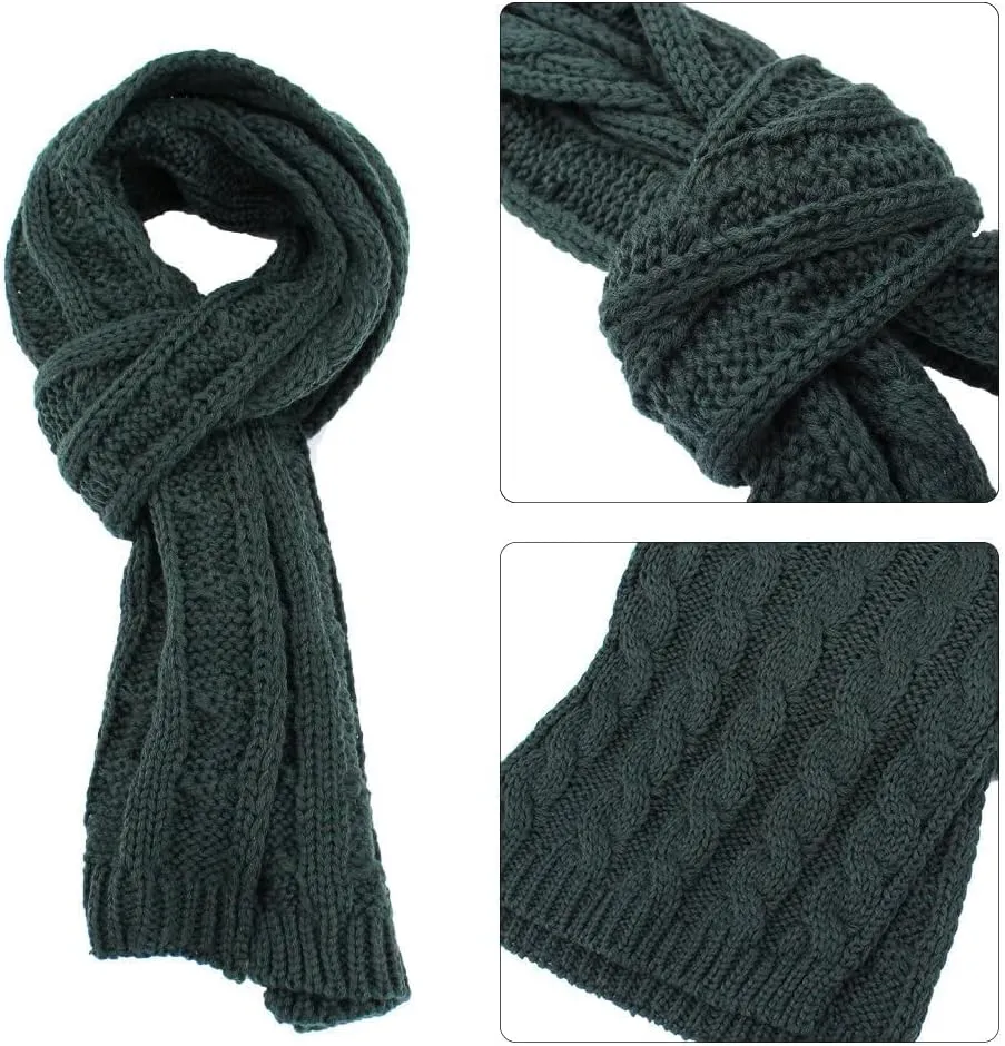 Winter Hat Gloves Scarf Set Women, Beanie with Pom Touchscreen Gloves Warm Knit Long Scarf 3 in 1 Set Gift for Women