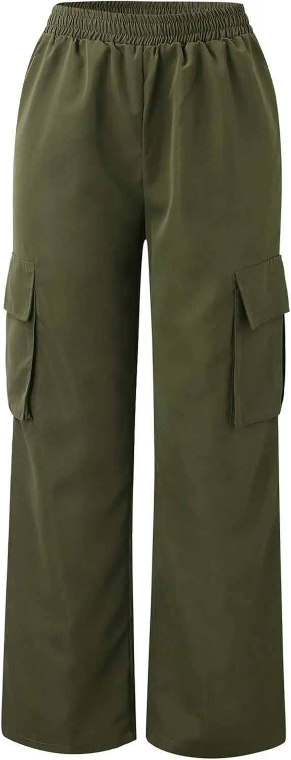 Women's Belt Less High Waisted Wide Leg Trousers Straight Leg Relaxed Style Trousers Casual Trousers Yoga Work