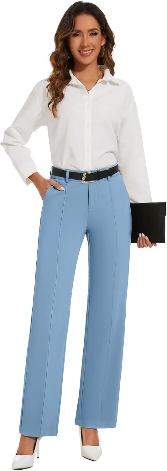Womens Dress Pants Stretchy Business Casual Work Pants Straight Leg Slacks for Office