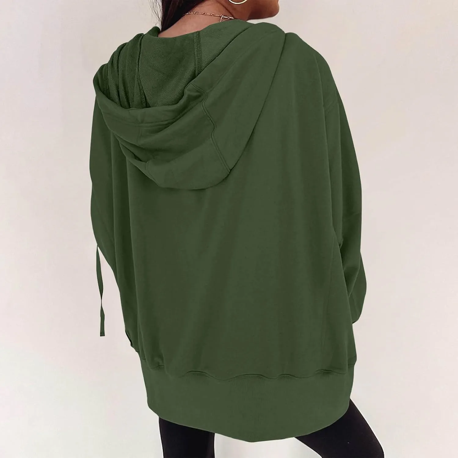 Women's Full Zip Hoodies Casual Loose Hooded Sweatshirt Jackets Soft Outerwear Fall Winter Track Jacket with Pocket