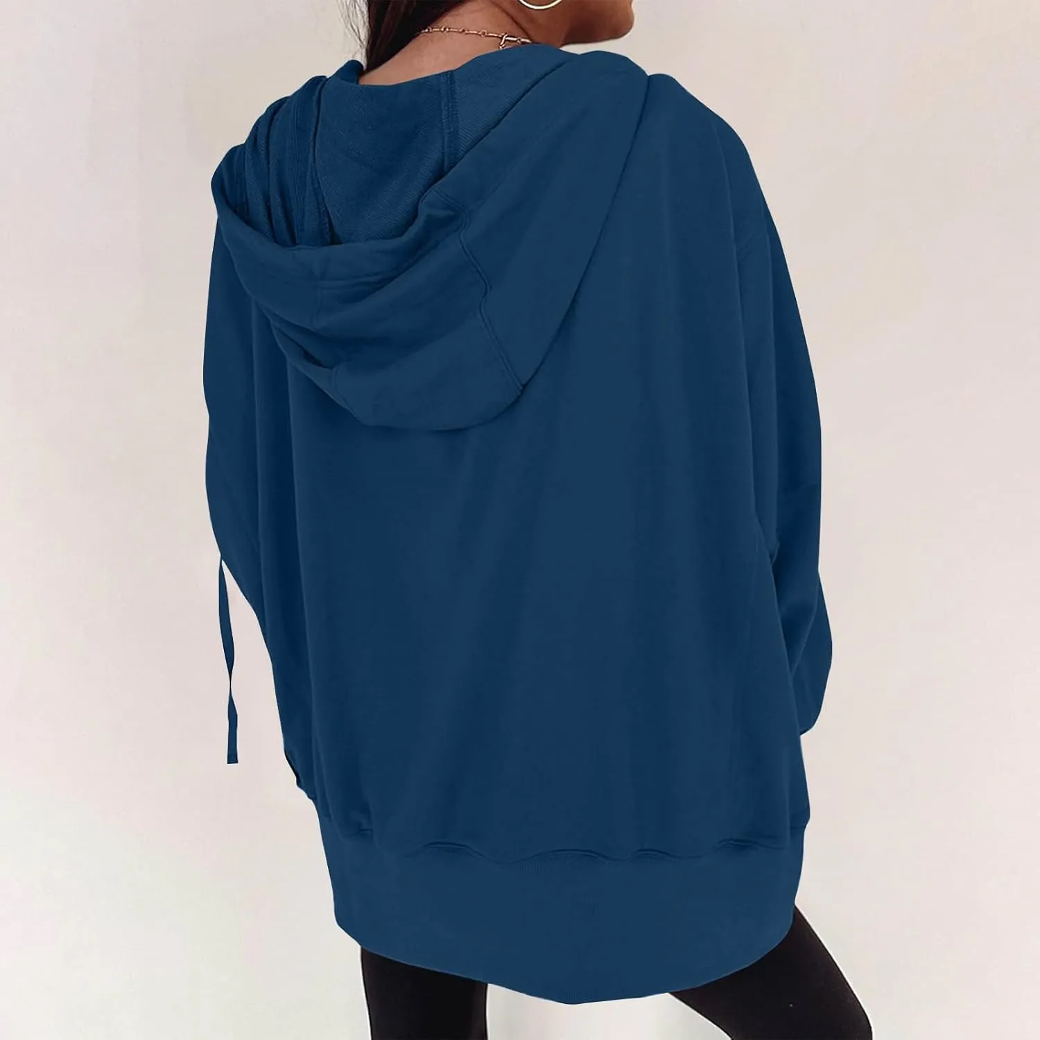 Women's Full Zip Hoodies Casual Loose Hooded Sweatshirt Jackets Soft Outerwear Fall Winter Track Jacket with Pocket