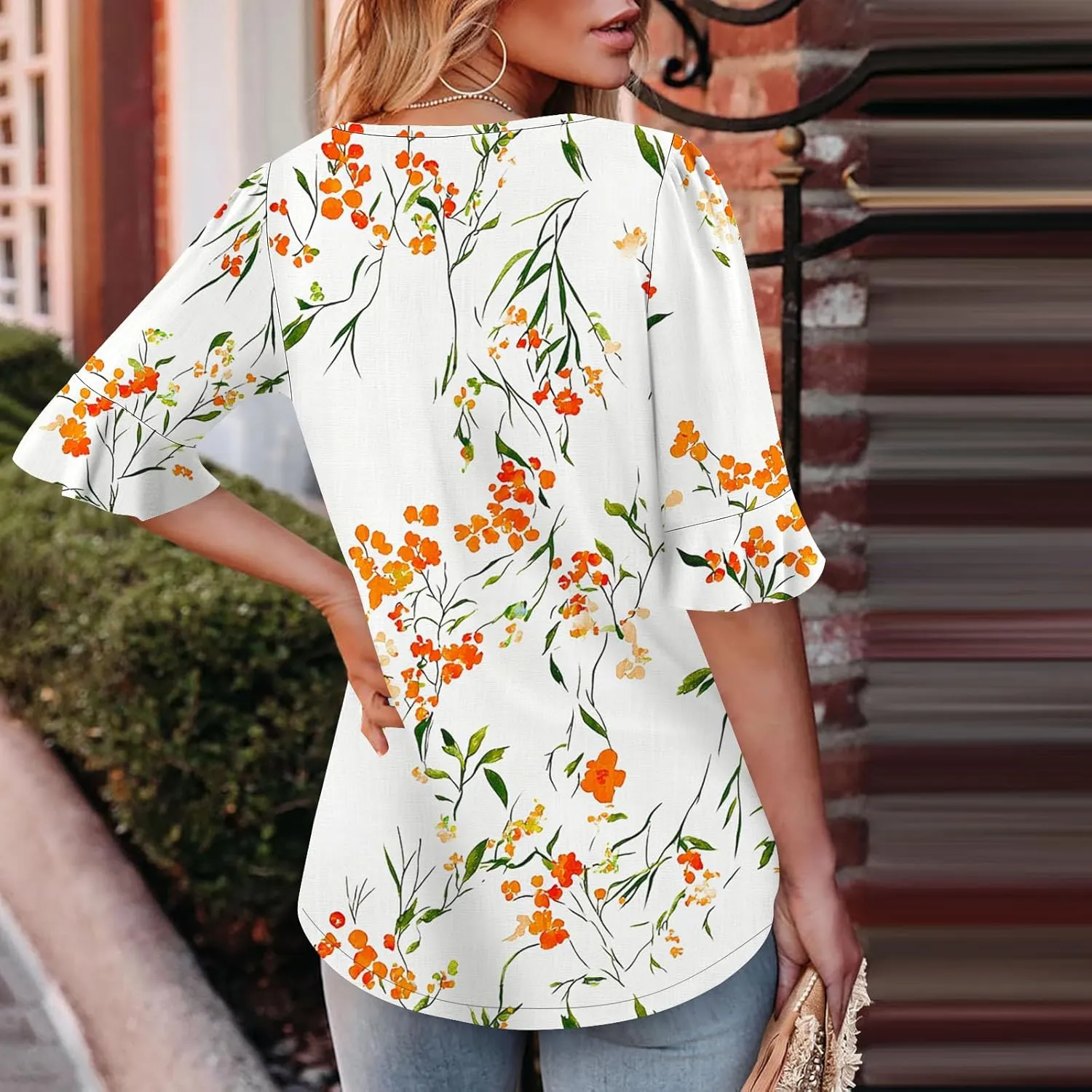 Women's Short Sleeve Shirts Square Neck Summer Tops Dressy Casual Basic Tees Ladies Loose Flowy T Shirts Blouses