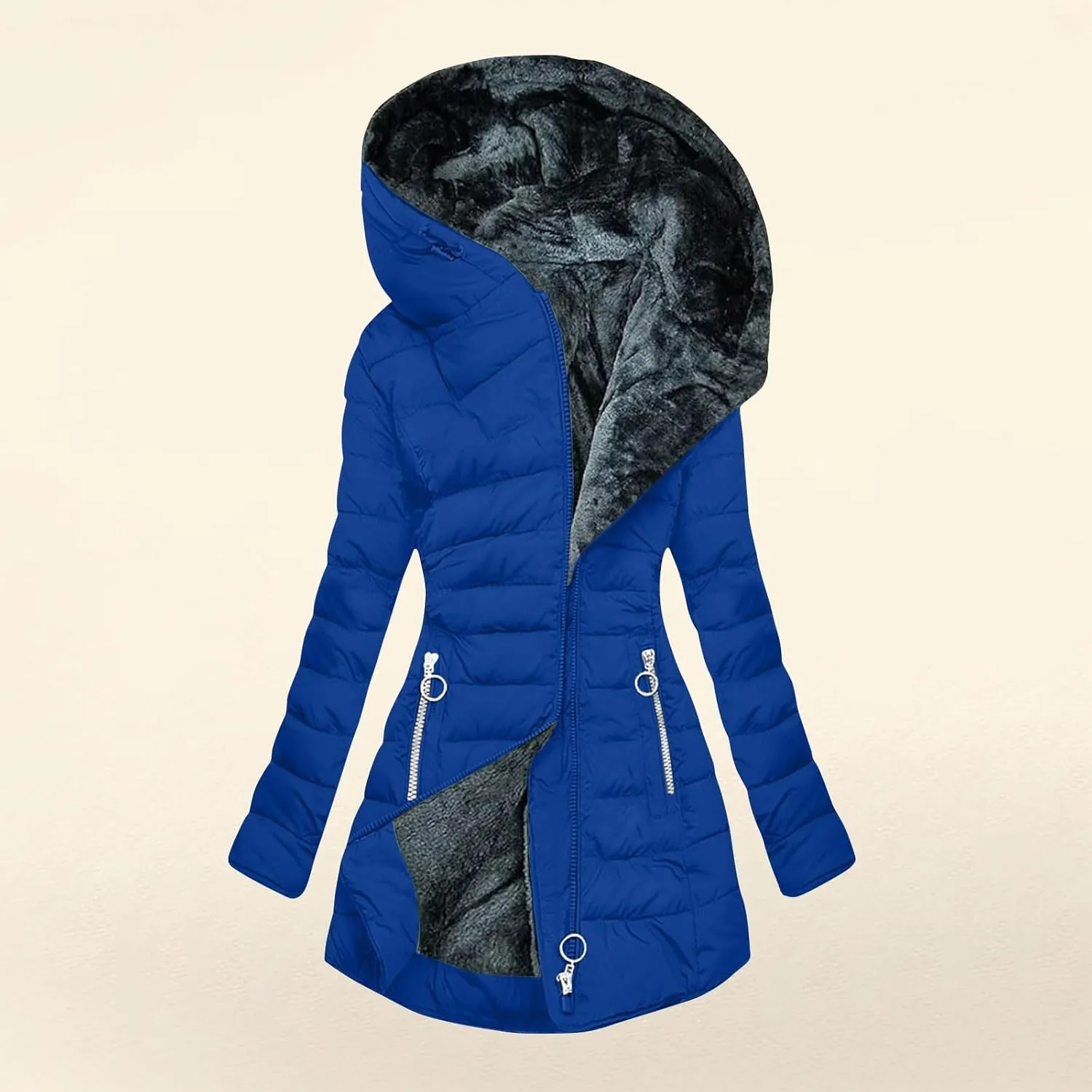 Womens Winter Coats Fleece Lined Thicken Puffer Jacket with Hood Zipper Pockets Long Warm Soft 2024 Trendy Overcoat