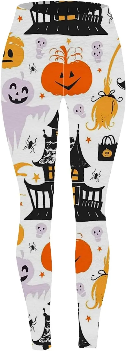Workout Womens Leggings Halloween Graphic Yoga Pants High Waisted Stretchy Tights Skinny Running Trousers