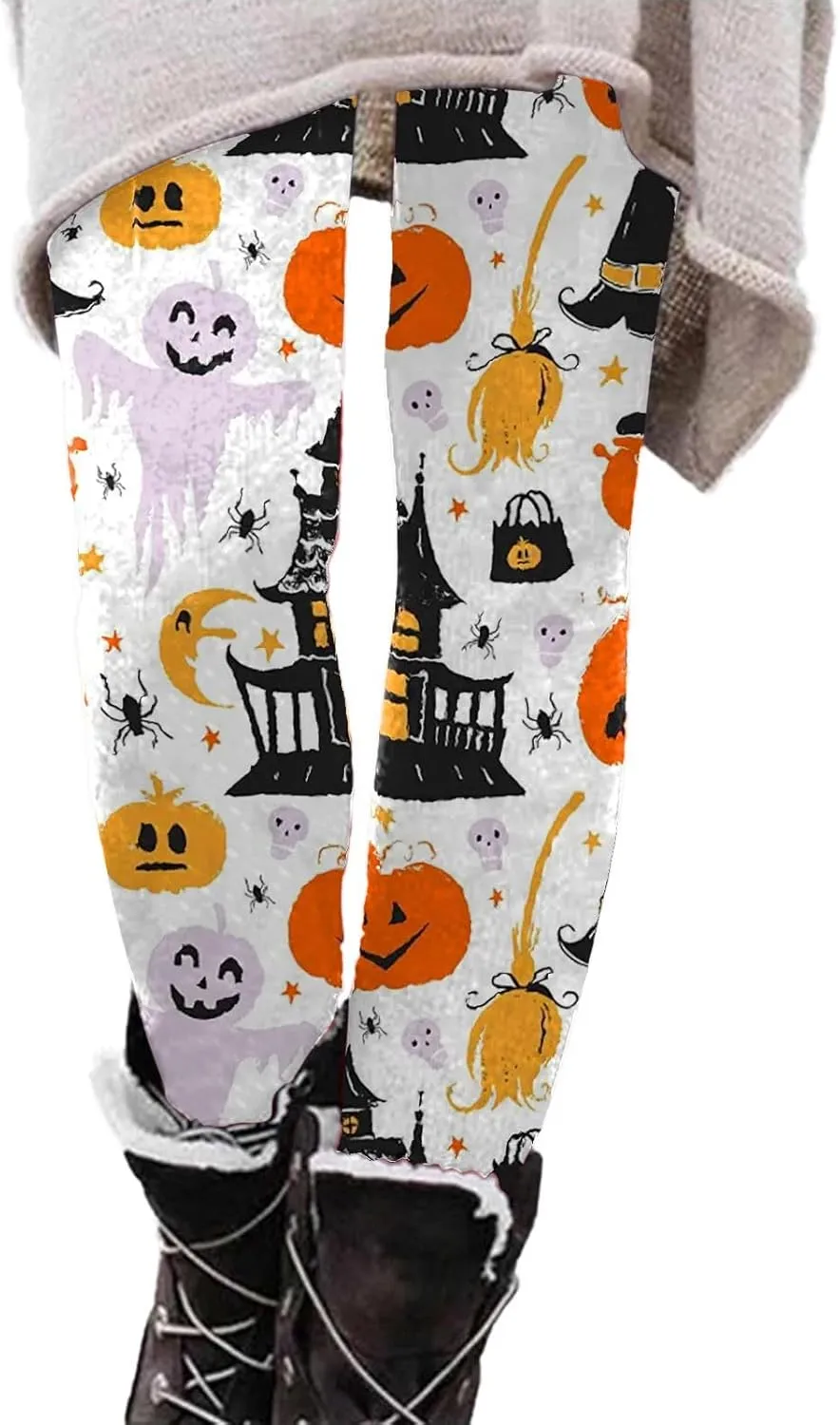 Workout Womens Leggings Halloween Graphic Yoga Pants High Waisted Stretchy Tights Skinny Running Trousers